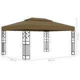 Gazebo with Double Roof&LED String Lights 3x4 m Taupe 3070313