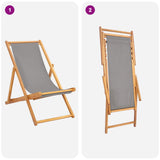 Beach Chair Light Grey Solid Teak Wood 42032664