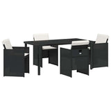 Garden Dining Set with Cushion Folding 5 pcs Black Poly rattan 3379942