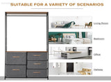 Chest of Drawers with Coat rack Steel Frame 5 Drawers Bedroom Hallway Home Furniture Black Brown T3398P343295