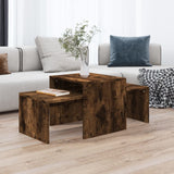 Coffee Table Set Smoked Oak 100x48x40 cm Engineered Wood 815546