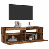 TV Cabinet with LED Lights Old Wood 120x35x40 cm Engineered Wood 856305