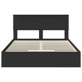 Storage Bed with Headboard Black 140 x 190 cm Engineered Wood 3410799