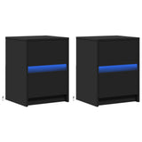 ZNTS Bedside Cabinets with LED Lights 2 pcs Black Engineered Wood 852036