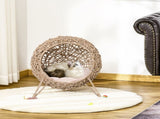 Wicker Cat Bed, Ball-Shaped Rattan Elevated Cat Basket with Three Tripod Legs, Cushion - Natural T3398P349858