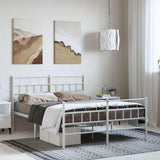 Metal Bed Frame without Mattress with Footboard White 150x200cm 355728