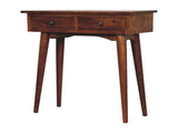 Solid Wood Mini Chestnut Hallway Console, 2 Drawers, Nordic Legs, Chestnut, Brown B2743P403207
