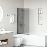 Bath Shower Screen Manual Black 68 x 130 cm Tempered Glass 42018544