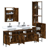 4 Piece Bathroom Furniture Set Smoked Oak Engineered Wood 3214807