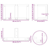 ZNTS Coffee Table Legs T-Shaped 2 pcs White 40x25x cm Steel 4013005