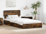 Storage Bed with Drawer Smoked Oak 90 x 190 cm Engineered Wood 3412322