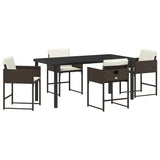 Garden Dining Set 5 pcs Brown Poly Rattan 3380727