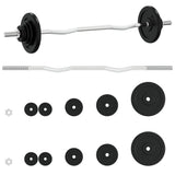 ZNTS Barbell with Plates Set 30 kg Cast Iron & Chrome Plated Steel 93628
