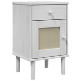 ZNTS Bedside Cabinet SENJA Rattan Look White 40x35x65 cm Solid Wood Pine 358014