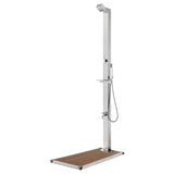 Garden Shower with Brown Base 225 cm Stainless Steel 3070787