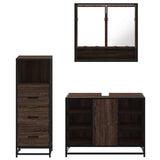 3 Piece Bathroom Furniture Set Brown Oak Engineered Wood 3301064