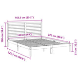 Extra Long Bed Frame without Mattress White 160x220 cm Solid Wood 3309316