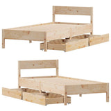 Bed Frame without Mattress 75x190 cm Small Single Solid Wood Pine 3301773