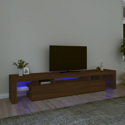 ZNTS TV Cabinet with LED Lights Brown Oak 215x36.5x40 cm 3152801