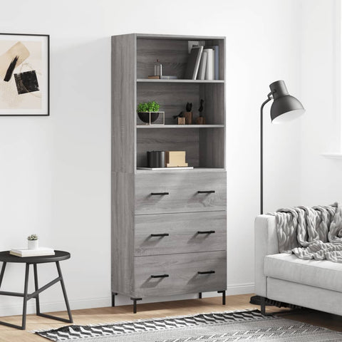 Highboard Grey Sonoma 69.5x34x180 cm Engineered Wood 3189387