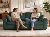 2 Seater Sofa, Corduroy Small Couch with Spring Cushion, Wide and Deep Seat, Dark Green T3398P550319