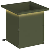 Garden Planter with LED Olive Green 30 x 30 x 30 cm Steel 8008062