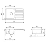 ZNTS Granite Kitchen Sink Single Basin with Drainer Reversible Black 141669