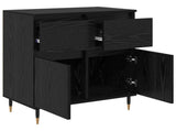 Sideboard Black Oak 60 x 35 x 70 cm Engineered Wood and Iron 881725