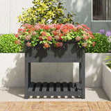 Planter with Shelf Grey 82.5x82.5x81 cm Solid Wood Pine 823796
