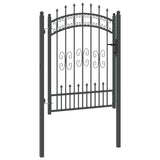 Fence Gate with Spear Top with Lock Grey 103 x 125 cm Steel 42009039