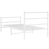 Metal Bed Frame without Mattress with Footboard White 100x200cm 355427