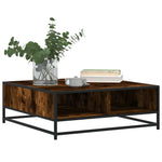 ZNTS Coffee Table Smoked Oak 80x80x30 cm Engineered Wood and Metal 848771