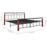 Bed Frame without Mattress Metal and Solid Oak Wood 180x200 cm Super King 324895
