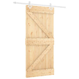 Sliding Door Natural and White 90 x 210 cm Solid Pine Wood 3445099
