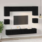 TV Cabinet Set 8 pcs Black Oak Engineered Wood 3393322