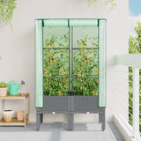 ZNTS Raised Bed with Greenhouse Cover Rattan Look 80x40x140 cm 4015861