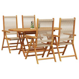 Garden Dining Set Folding 5 pcs Beige Solid Acacia Wood 3375740
