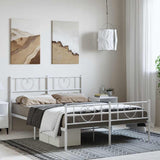 Metal Bed Frame without Mattress with Footboard White 135x190cm 355529
