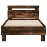 Bed Frame without Mattress with LED Lights Smoked Oak 75x190 cm 838754
