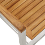 Garden Chair Set of 2 Teak and Silver 46515