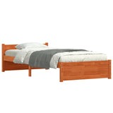 Bed Frame Wax Brown 195.5 x 80.5 x 51 cm Solid Pine Wood 870124