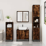 Bathroom Cabinet Smoked Oak 35x37.5x188.5 cm Engineered Wood and Metal 3300882