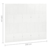 5-Panel Room Divider White 200x180 cm Steel 335902