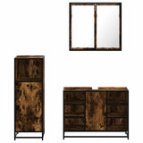 3 Piece Bathroom Furniture Set Smoked Oak Engineered Wood 3300972