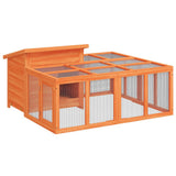 Rabbit Hutch Brown 144x123x67.5 cm Solid Wood Pine 172280