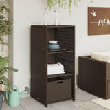 Garden Storage Cabinet Brown 50x55x115 cm Poly Rattan 365548