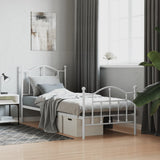 Metal Bed Frame without Mattress with Footboard White 90x200cm 353499