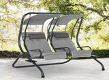 Double Seat Swing Chair Modern Garden Swing w/ 2 Separate Relax Chairs, Handrails, Headrests and T3398P315371