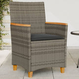 Garden Chairs with Cushions 2 pcs Grey Poly Rattan&Solid Wood 368721