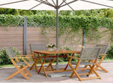5 Piece Garden Dining Set Grey Poly Rattan and Solid Wood 3281827